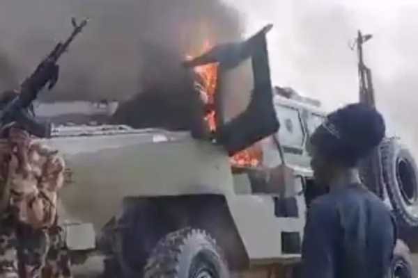 Bandits Set Ablaze Nigerian Army Armoured Vehicles
